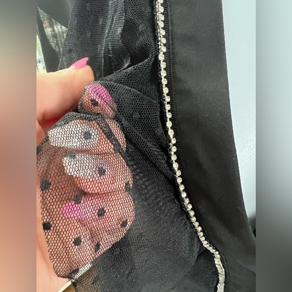 LIBBY Edelman Black Rhinestone V-Neck Sheer Long Sleeve Formal Top Size XXL NWT - Picture 5 of 17